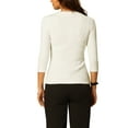 thumbnail image 3 of INSPIRE CHIC Women's Button V Neck Blouse Basic Long Sleeve Knitted Tops S White, 3 of 5
