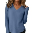 thumbnail image 1 of Breezora Chandail à Col Rond pour Femmes à Manches Longues Automne 2025 Tendance Grande Taille pour la Mode Quotidienne taille P Bleu, 1 of 5