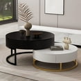 thumbnail image 2 of Round Nesting Coffee Table Set of 2,Lift Top Coffee Table with Hidden Storage,Modern Center Table With 2 Drawers for Living Room Home Office Apartment, 2 of 5