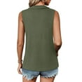 thumbnail image 3 of Women's Sleeveless Tank Top Collared Zip Front V Neck Casual Blouse Stretchy Solid Color Summer Work Tunic, 3 of 4