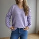 thumbnail image 4 of Suéter de cuello en V para mujer, moda Otoño Invierno, tejido, suelto, manga larga, blusa, cuello en V, suéter para mujer, 4 of 6