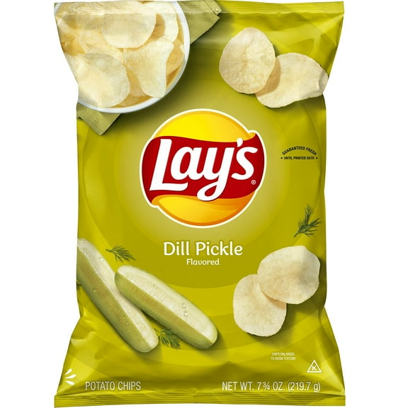 Pack of 2 - Lays Potato Chips Dill Pickle Flavor, 7.75 Oz Packaging May Vary