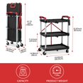 thumbnail image 6 of Luku 3-Tier Folding Utility Cart with Wheels, Portable Collapsible Service Cart for Home, Office, Garage, 6 of 8
