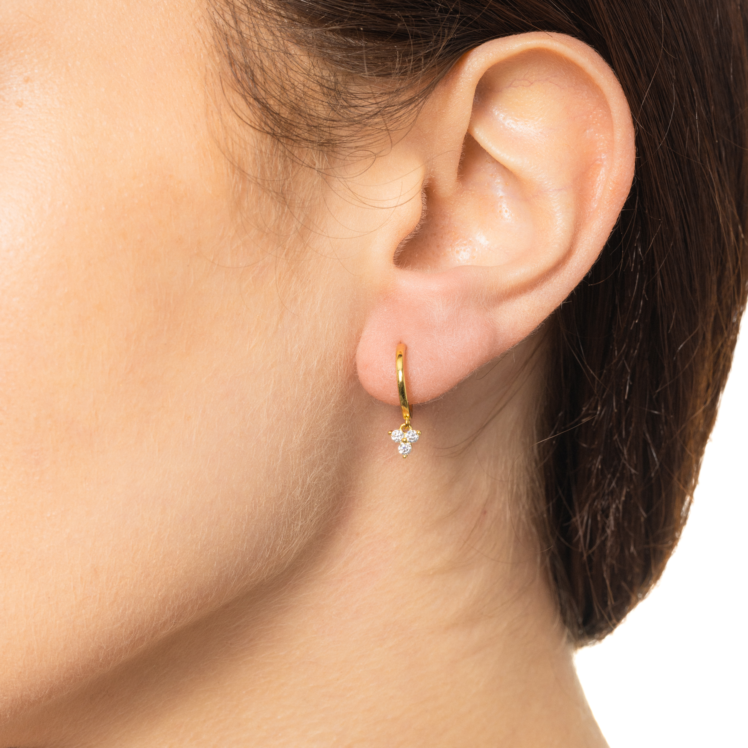 Brilliance Fine Jewelry Women's Simulated Diamond Earring Set with Hoop in 14KT Gold Plated Sterling Silver