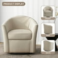 thumbnail image 5 of UIXE 360° Swivel Barrel Chair Set of 2 Curved Accent Chair Art Decor Style Round Club Arm Chair with Upholstered Seating for Home, Brown, 5 of 6
