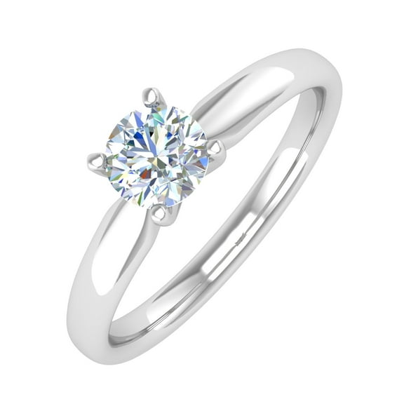1/2 Carat 4-Prong Set Diamond Solitaire Engagement Ring in 14K White Gold (Ring Size 7)