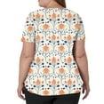 thumbnail image 4 of SAATLERI Plus Size Womens Scrubs Soft Stretch Short Sleeve V-Neck Funny Floral Print Nursing Uniform Scrub Tops Working T-Shirts with Pockets, 4 of 5