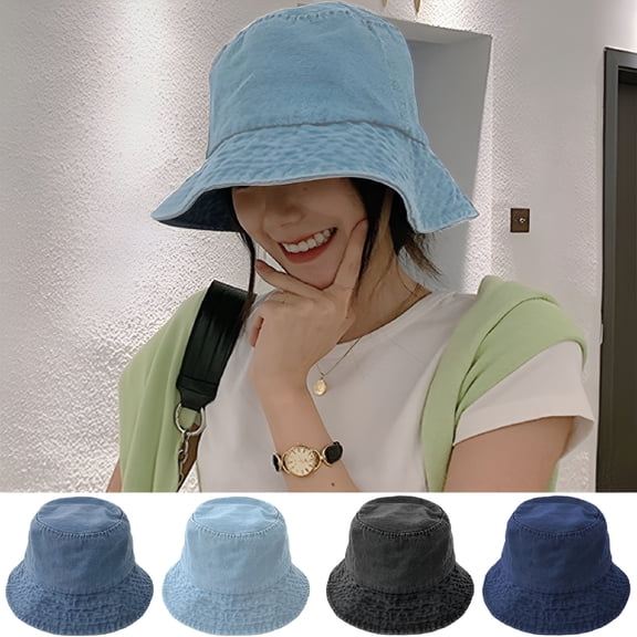 TELOLY 2026 New Women Denim Bucket Hat Washed Jean Fisherman Cap for Men Women Wide Brim Lightweight Unisex Beach Sun Hats