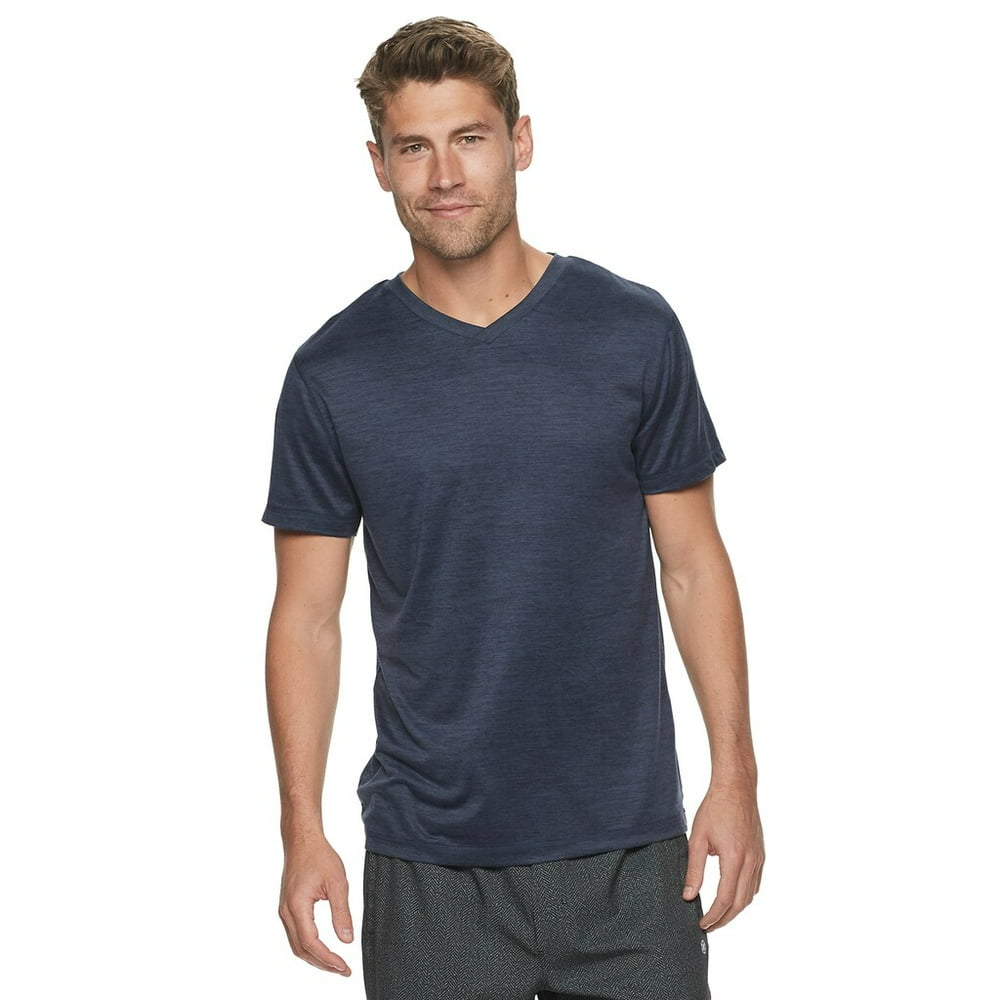 Gaiam - Men's Gaiam Everyday Basic V-Neck Tee Navy Heather - Walmart ...