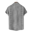 thumbnail image 6 of Nmnitkp Men's Short Sleeve Button Down Shirt, Ethnic Geometric Print Casual Collared Top, Lightweight Summer Relaxed Fit Vacation Shirt for Men Gray,S, 6 of 6