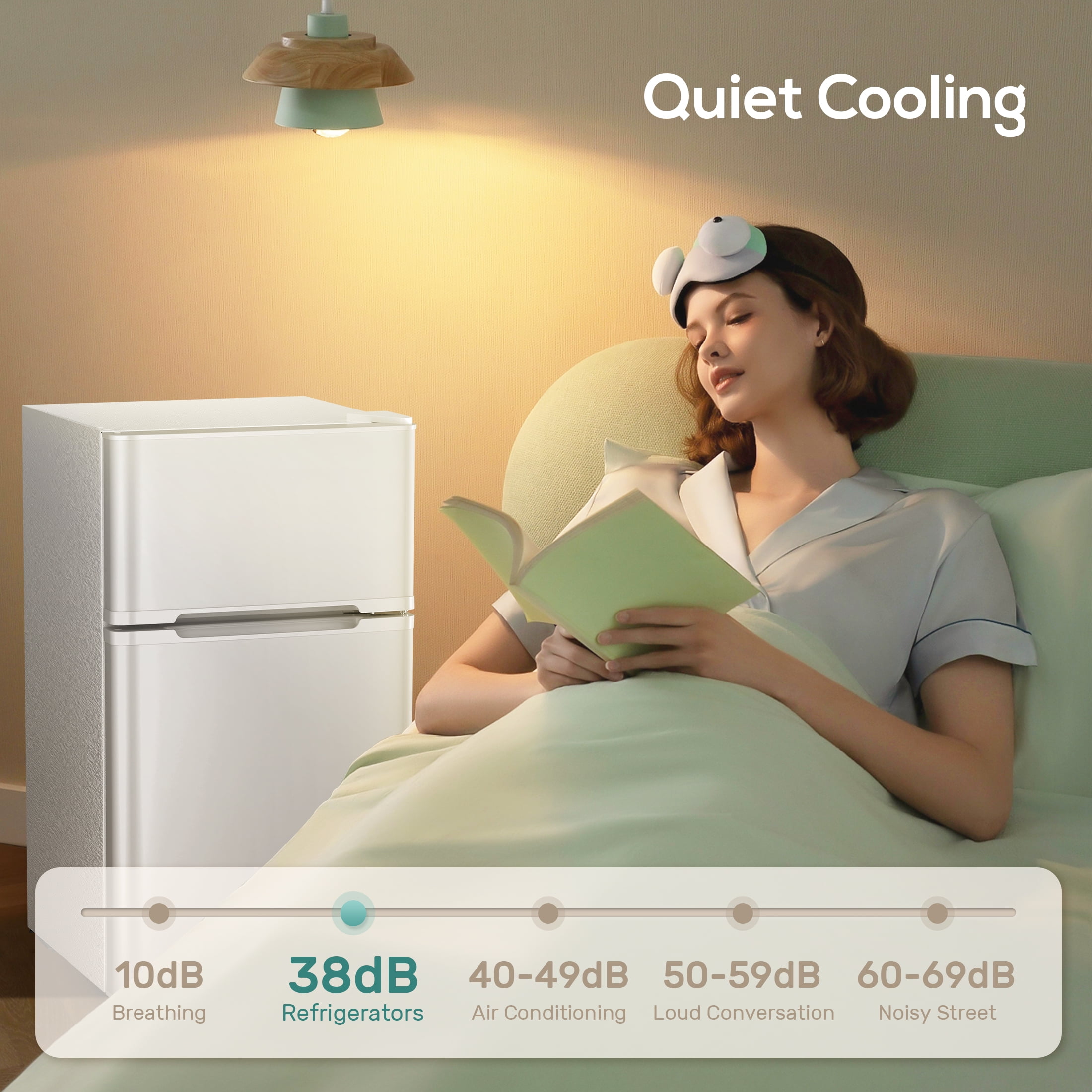 Auseo 2 Door  3.2 Cu.Ft Mini Fridge Adjustable Temperature Refrigerators with Removable Shelves, Suitable for Home/Kitchen/Office/Dorm, White