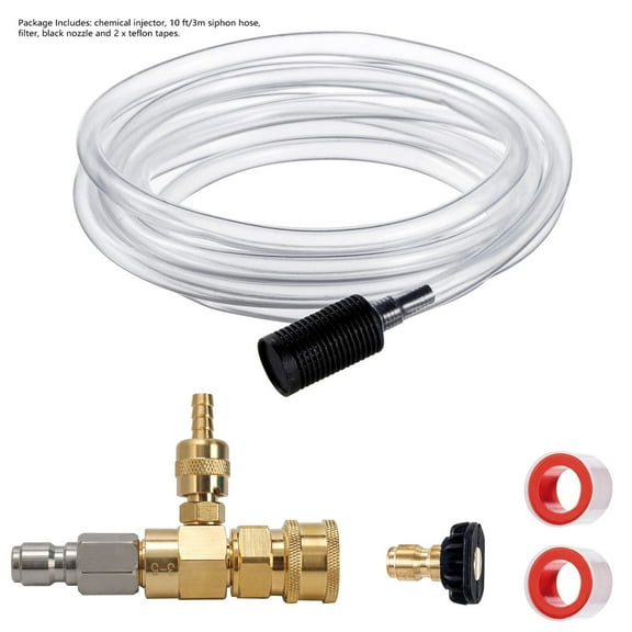 Downstream Chemical Injector Kit for Pressure Washer, Fixed Soap Injector with 3/8" Quick Connect, 3–5 GPM Flow Rate