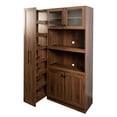 thumbnail image 6 of Noble House Junton 70.9" Farmhouse Pantry Cabinet with Doors, Pull-Out Multi-Tier Shelves, Wooden Storage Shelf, Walnut, 6 of 12