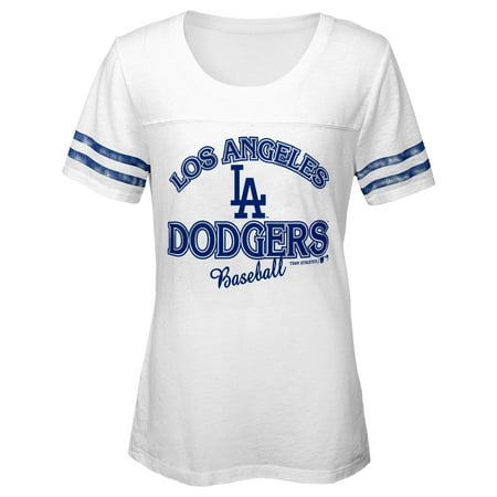 Pewter La Dodgers Baseball - MLB Los Angeles Dodgers TEE Short Sleeve Girls Fashion 60% Cotton 40% Polyester Alternate Team Colors 7 - 16