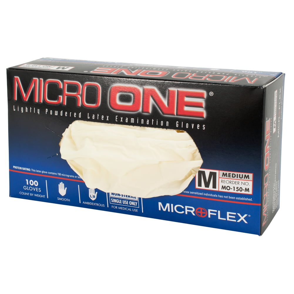 Microflex Micro One Small Lightly Powdered Latex Disposable Gloves, WHITE, MO 150 S