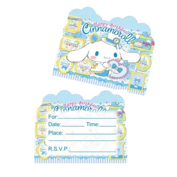 30 Pcs Cinnamoroll Anime Cartoon Birthday Party Invitations, Fill-in Kids Birthday Invite Cards for Boys Girls