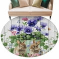 thumbnail image 6 of Spring Easter Round Rug 5ft Washable Circle Kitchen Rugs Non Slip Purple Floral Summer Botanical Vintage Large Area Rug Indoor Floor Carpet for Bedroom Living Room Home Office Dining Room Nursery, 6 of 8