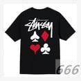 thumbnail image 1 of Camisetas Stussy de manga corta para hombre y mujer, marca de moda de verano Camisetas Stussy de calle holgadas y versátiles de puro algodón para parejas, tendenciaB66- verde claro negro [naipes], 1 of 5