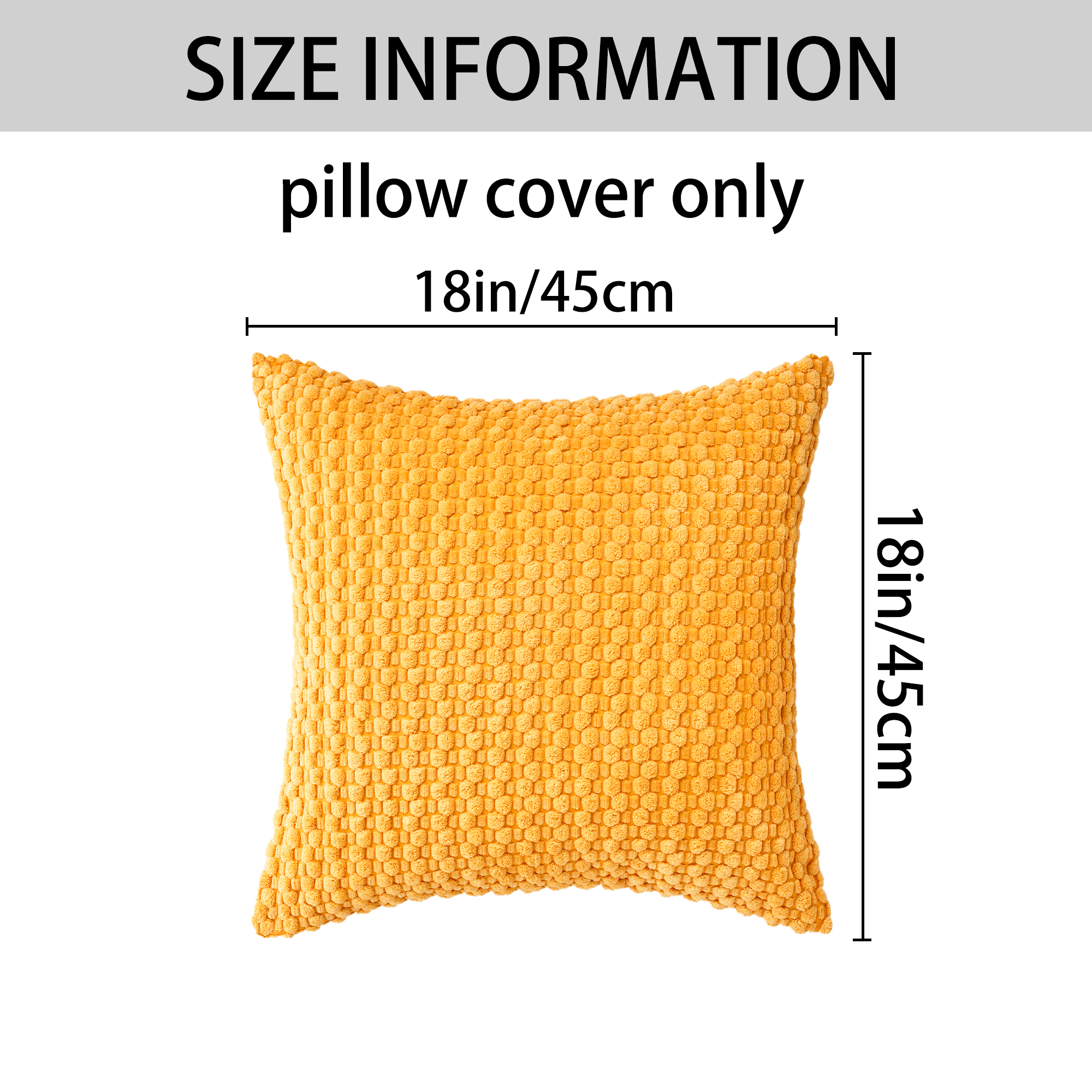Unique Bargains Corduroy Throw Pillow Covers Set of 2 Yellow 18" x 18"