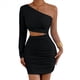 thumbnail image 2 of Vestido Mini de Cóctel con Volantes y Larga para Mujer, Moda 2025, con Hombros Descubiertos y Caderas Estrechas. Negro L, 2 of 10