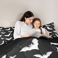 thumbnail image 5 of Homewish Happy Retro Halloween Bat Full Size Comforter Sets,White Silhouette Pattern Bedding Comforter Set,Black White,Black Reversible,3-Piece,1 Comforter and 2 Pillowcases, 5 of 7