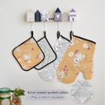 thumbnail image 5 of Rabbits Florals Carrots Leaves Apron Set with Oven Mitts Pot Holders Set of 5 Kitchen Stuff Accessories, 5 of 6