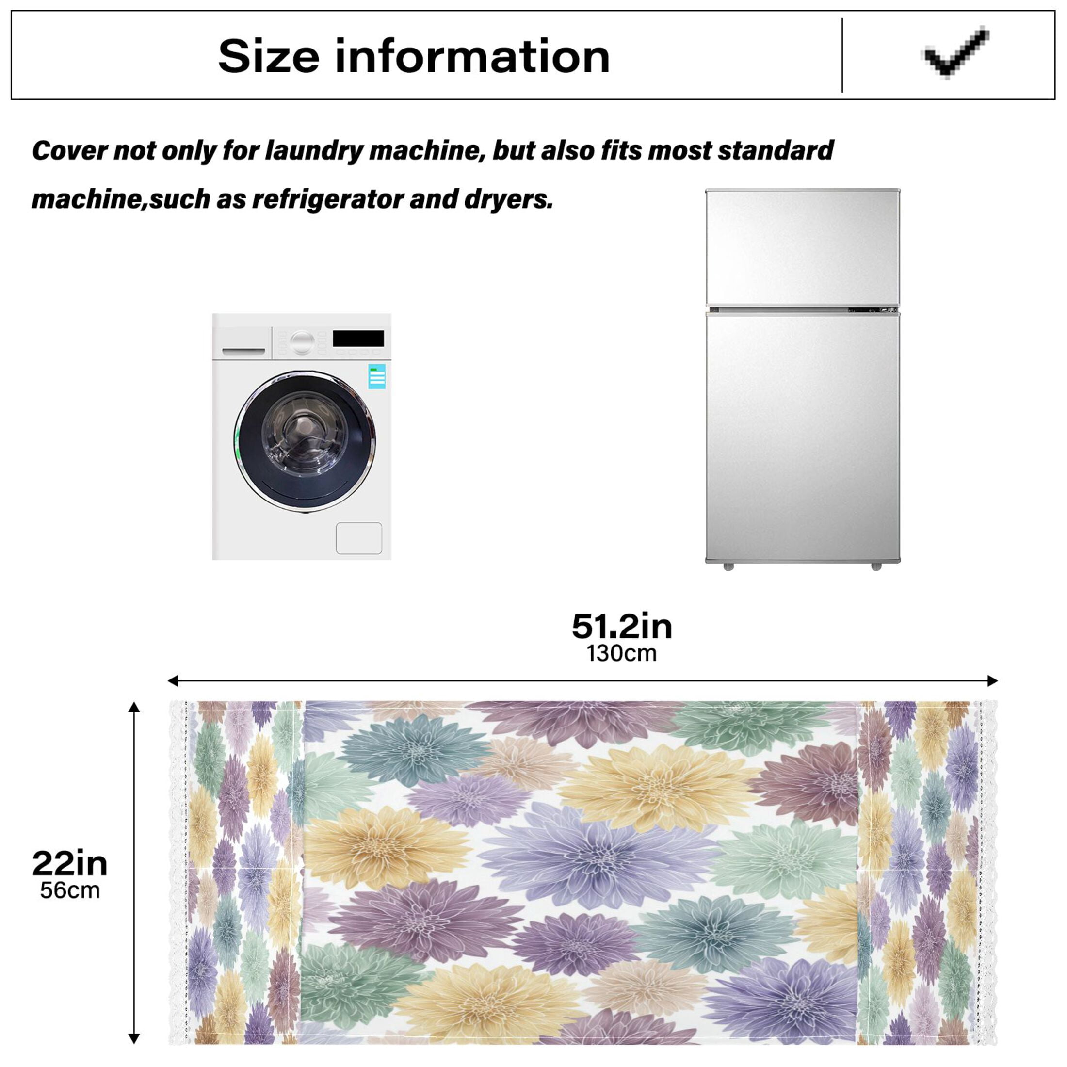 Wobogo Vibrant Floral Washing Machine Cover Dustproof Washer Dryer Cover Waterproof Laundry Room Decorative Protector