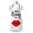 thumbnail image 3 of Kissing Apron, Valentines Day Romantic Lettering and Reddish Lip Demonstration, Unisex Kitchen Bib with Adjustable Neck for Cooking Gardening, Adult Size, Charcoal Grey and Vermilion, by Ambesonne, 3 of 4