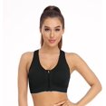 thumbnail image 5 of YAZI Women's Zip Front Sports Bra Wireless Post-Surgery Bra Active Yoga Sports Bras, 5 of 15