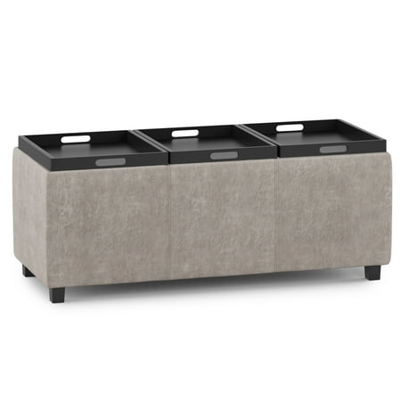Simpli Home - Avalon Storage Ottoman - Distressed Grey Taupe