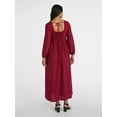 thumbnail image 2 of Time and Tru Women's Tie Back Maxi Dress with 3/4-Length Sleeves, Sizes XS-XXXL, 2 of 4