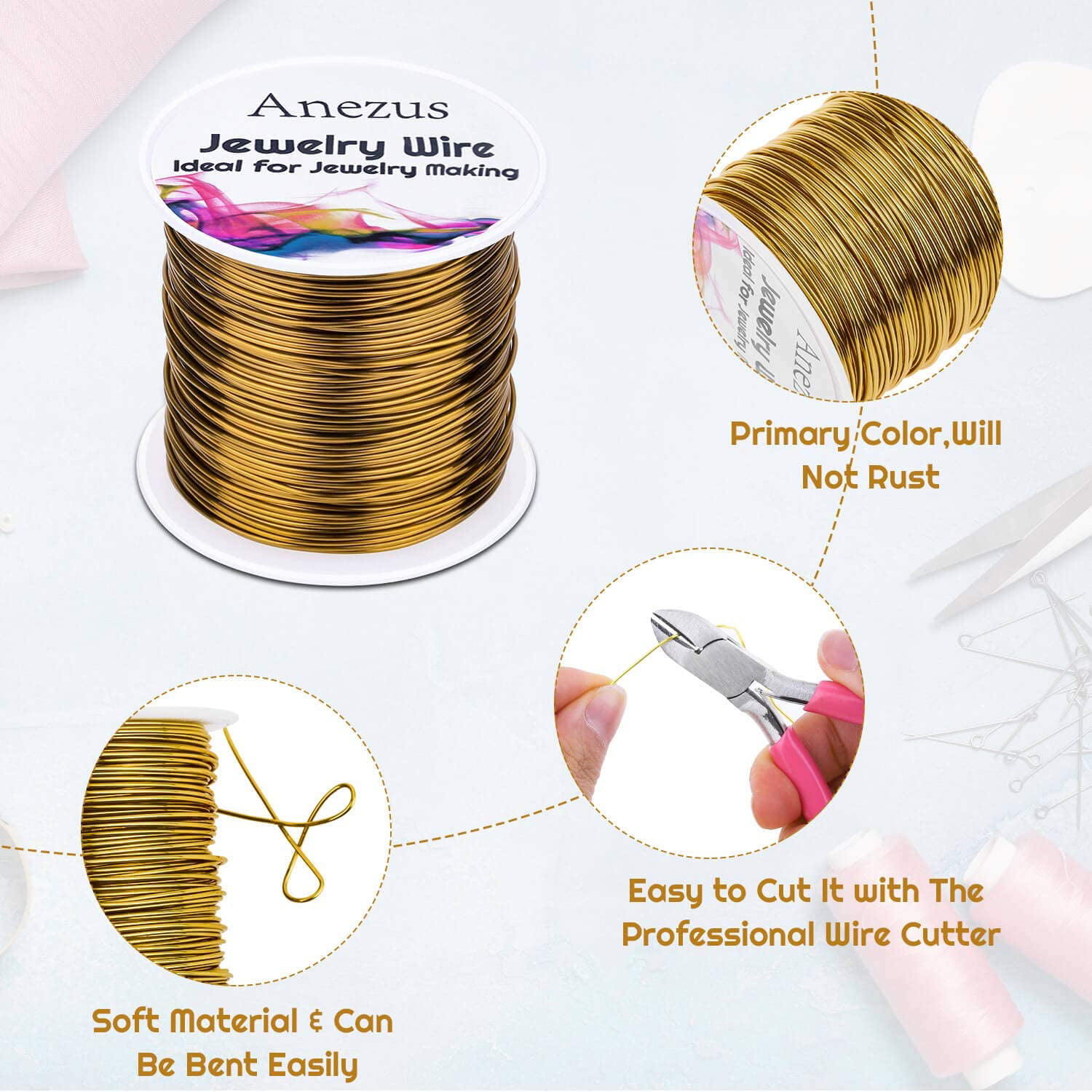 BENECREAT 7 Strands 260FT 0.46MM Stainless Steel Bead String Wire Tarnish Resistant Steel Wire for Necklace Bracelet Making