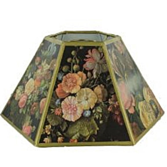 Black Floral 14 Inch Chimney Style Oil Lampshade Replacement