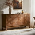 thumbnail image 6 of Tina's Home Walnut Sideboard Buffet Cabinet, 4 Doors & Adjustable Shelves & Solid Wood Legs for Dining Room & Kitchen, 6 of 9