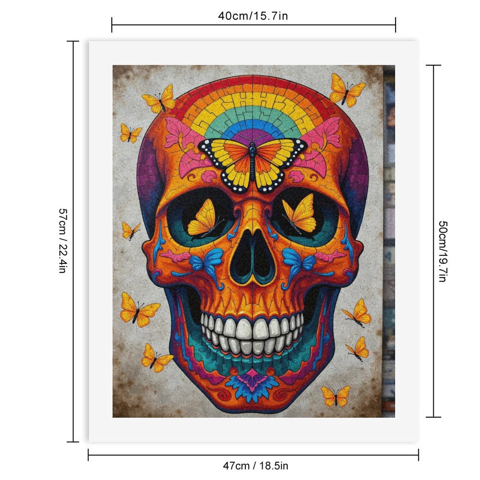 Paint By Numbers Kit for Adults Beginner - DIY Colorful Skull Art With Butterflies Canvas Painting Kits for Adults, Frameless Paint By Number for Adults for Home Wall Decor 16x20 Inch
