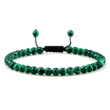 4MM Natural Stone Round Beads Bracelet Women Minimalism Adjustable Leather String Bangles Jewelry Men Healing Yoga Pulsera Gift