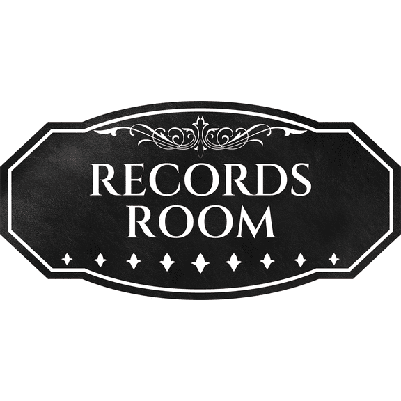 Victorian Plus Records Room Wall or Door Sign Leather | Legal and Courtroom Decoration - Large