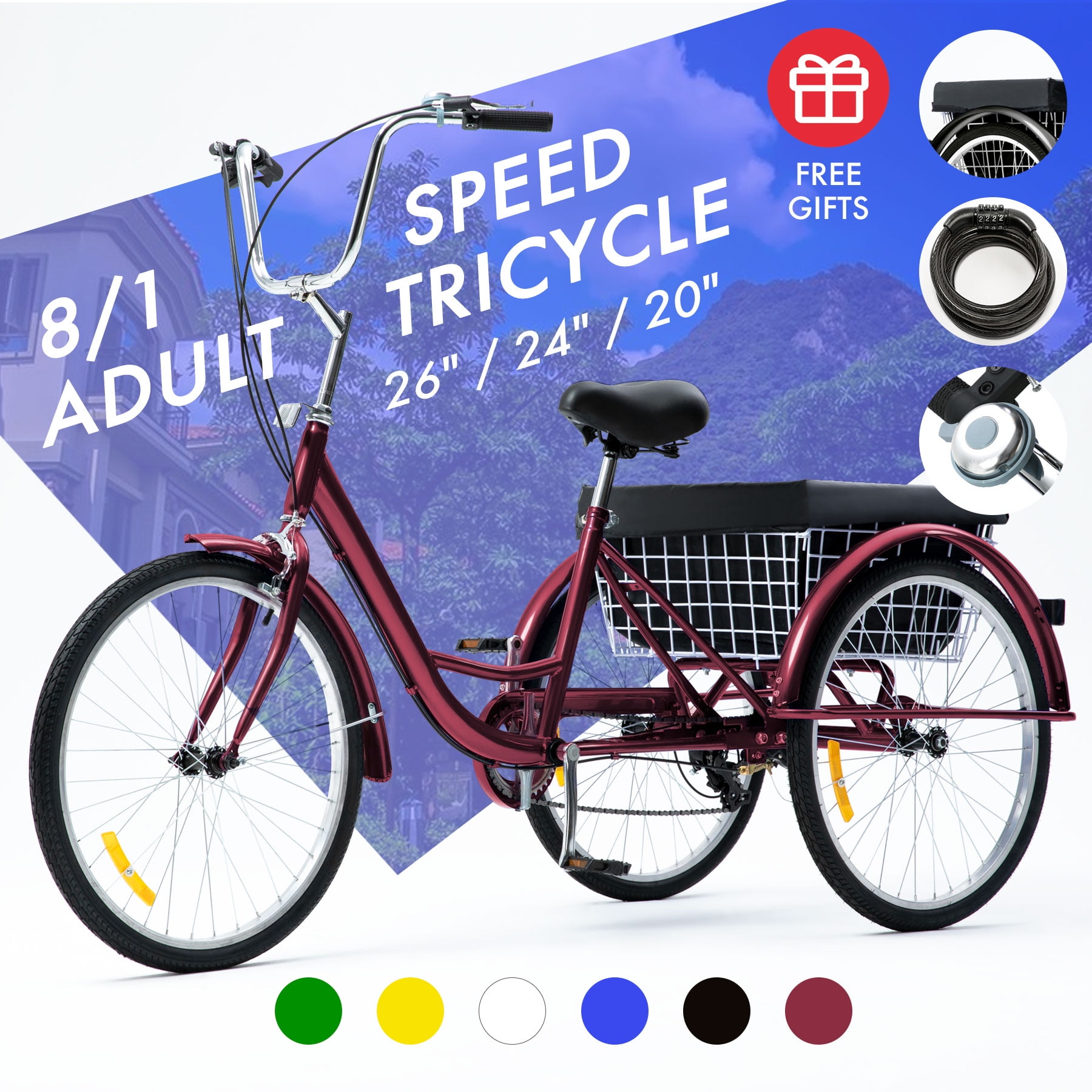 purple adult tricycle