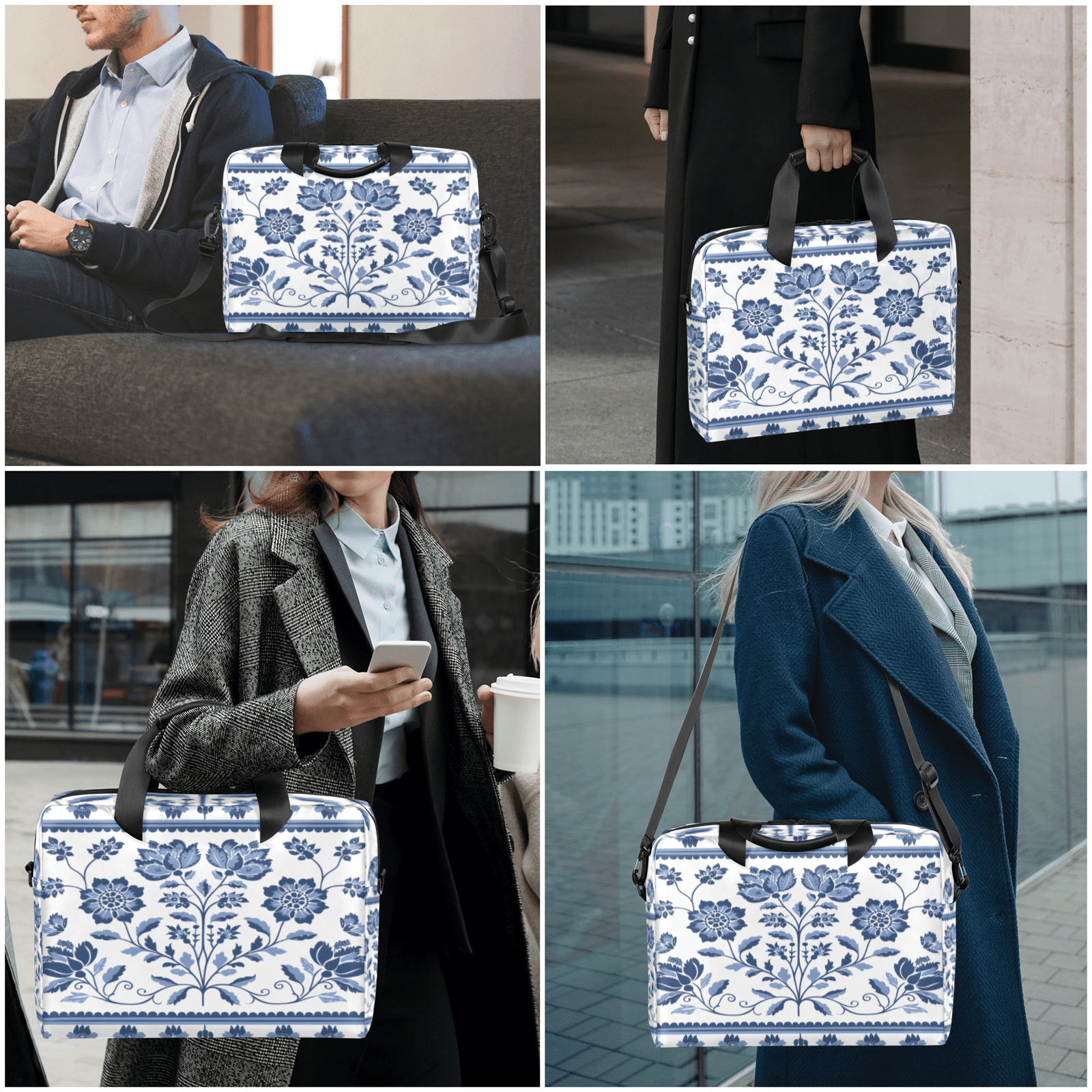 Herdesigns Floral Laptop Bag for Women Men, Computer Case Briefcase Messenger Bags, 15-15.6 inch Laptop Sleeve Shoulder Bag