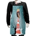 thumbnail image 1 of Christmas Kids Apron, Graphical Illustration of an Orient Owl Sitting on a Funny Tree and Snowflakes, Boys Girls Apron Bib with Adjustable Ties for Cooking Baking Painting, Multicolor, by Ambesonne, 1 of 2