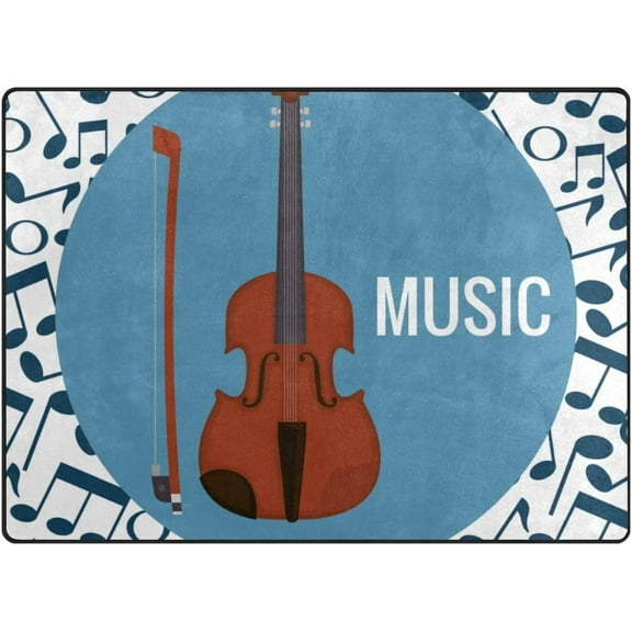 SKYSONIC Lightweight Soft Area Rugs Fiddle Musical Instrument Floor Mat for Kids Playing Room Hardwood Floor Living Room 63x48 inch Nursery Rugs