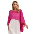 thumbnail image 2 of Miaeowve Women Soft Sheer Chiffon Bolero Shrug Wedding Capes Shawl Wrap for Bridesmaid Dress Cover Up Hot Pink One Size, 2 of 7