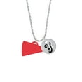 thumbnail image 2 of Delight Jewelry Acrylic 1.25" Red Megaphone Silvertone Script Initial Disc - Y - Charm Necklace, 20"+3", 2 of 4
