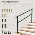 thumbnail image 3 of VIVOSUN Handrail for Steps, 69" x 36" Fits 1 to 6 Steps, Adjustable Wrought Mattle Iron Handrail, 3 of 7