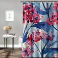 thumbnail image 2 of Creowell Watercolor Painted Flowers Shower Curtain Sets,Red and Blue Blossom Meadow Umbelliferous Plant Bathroom Curtains,Modern Minimalist Bath Curtain,Waterproof Fabric with White, 2 of 7