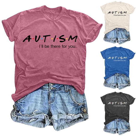 CHENge Women's Autism Awareness O Neck T-Shirt Accept Adapt Advocate Shirt Autism Mom Short Sleeve Tee Teacher Life Top