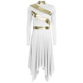 thumbnail image 3 of YiZYiF Women's Metallic Liturgical Praise Dance Dress Long Sleeve Asymmetrical Worship Tunic Dresses White M, 3 of 6