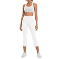 thumbnail image 2 of Capri Yoga Pants Womens High Waisted Wide Leg Pants Cropped Flare Leggings for Travel Casual and Lounge White 2XL, 2 of 9