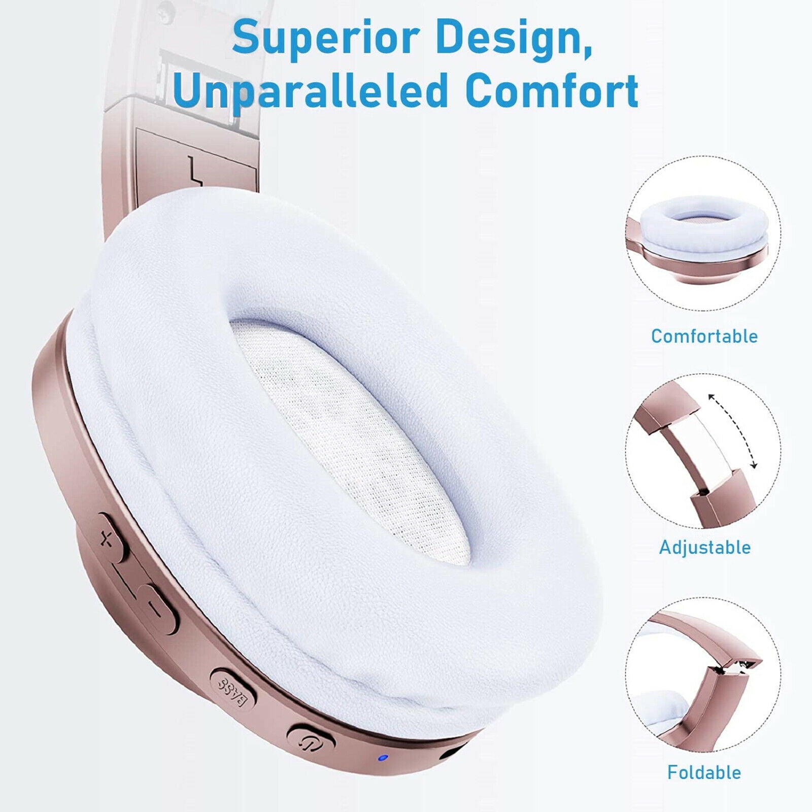 Wireless Headphones for Samsung Galaxy Tab A 8.0" (2017)/Tab A 8.0" (2018)/A8 10.5" (2021) - Foldable Headset w Mic Hands-free Earphones Earbuds Over Ear