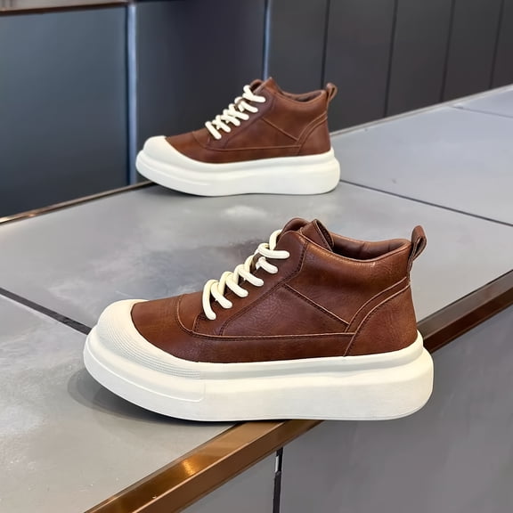 NewMen's High-Top Sneakers , Lace-Up Ankle Shoes Suitable for Casual, Outd ,with Thick Platform for Height Increase - Heavy-Duty & PVC Sole, Daily Wear - Year-Round Athletic Boosters (Men's Tall Sho
